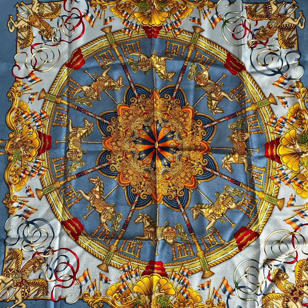Hermes Silk Jacquard Carre Scarf “Luna Park” by Joachim Metz